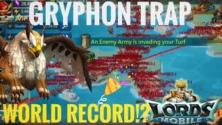 WORLD RECORD GRYPHON TRAP PULL? 80+ MARCHES OUT OF TALENTS - Lords Mobile