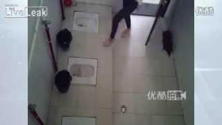 LiveLeak com   Man installing hidden camera in womens toilet busted