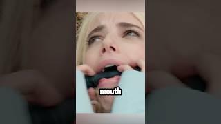 Woman wakes up with a black stick in her mouth.#shorts