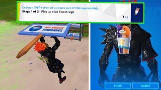 How to Pick up a No Sweat sign & Place it at a sponsor  Fortnite No Sweat Summer Challenge Guide