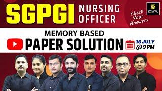 SGPGI 2024 Paper Solution  SGPGI Exam Paper Analysis & Answer Key  Utkarsh Nursing Classes