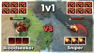 6x Sange and Yasha Bloodseeker vs 6x Sange and Yasha Sniper - Dota 2 1v1