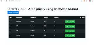 AJAX CRUD - Laravel Delete Data without Page Reload using AJAX jQuery with Bootstrap Modal