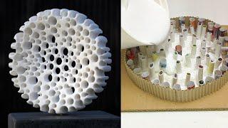 DIY modern Sculpture with white cement  Easy cement craft