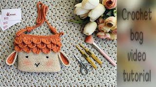 شنطة كروشيه خروف العيد _ شنطة كروشيه للاطفال _ غرزة قشور السمك #crochet_stitches