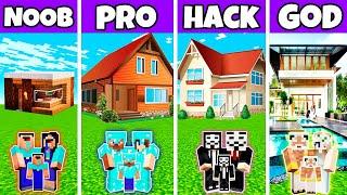 Minecraft Battle  Family Dream House Build Challenge - Noob vs Pro vs Hacker vs God