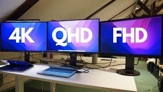 FHD vs QHD vs 4K - Monitor Resolution Comparison Between 1080p 1440p & 2160p