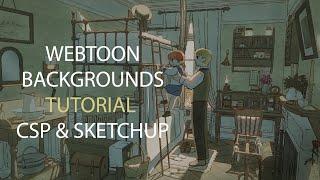 Webtoon backgrounds tutorial - Watercolor style Sketchup & CSP