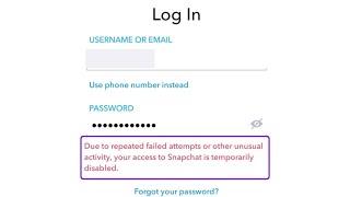 Due to Repeated Failed Login Attempts Snapchat 2022  iPhone and Android