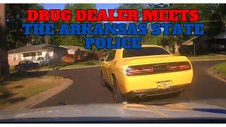 Drug dealer in Yellow Dodge Challenger is greeted by the Arkansas State Police cash seized #pursuit