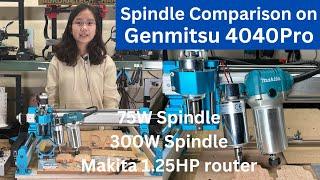 Comparing 75W 300W spindles and Makita wood router for cutting aluminum on Genmitsu 4040 PRO CNC