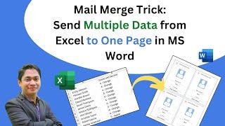 Mail Merge Send Multiple Data from Excel to One Page in Word for IDs Certificates etc.