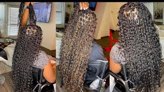 KNOTLESS GODDESS BOX BRAIDS USING HUMAN HAIR  BEFORE & AFTER Hair Mousse Transformation