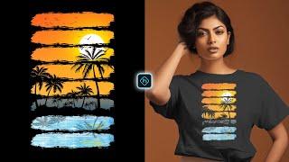 Summer Sunset T-Shirt Design for Redbubble in Photoshop Tutorial