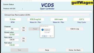 VCDS EGR set to minimum open