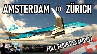 ️‍️ VATSIM Full Flight Amsterdam to Zürich  BUSY ARRIVAL  PMDG Boeing 737 in MSFS + Subtitles