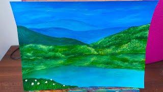 Mountain River - Landscape Painting Tutorial  Soft Spoken ASMR