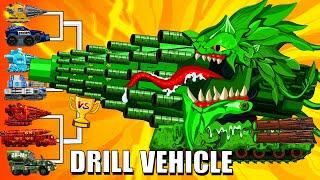 Transformers Tank All Drill Vehicle vs Battle tank - Cartoon about Tanks