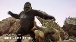 3d Creature Animation  A fight between Gorilla and Lion