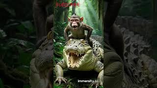 THE STORY OF THE MONKEY AND THE CROCODILE #ai #monkey #crocodile #betrayal #story #animation #shorts