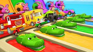 Finger Family Song - Pink hare Green crocodile and soccer balls - Baby Nursery Rhymes & Kids Songs