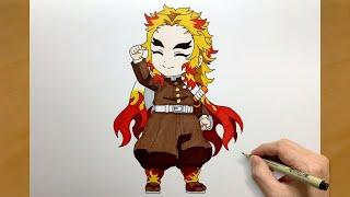 How to draw Rengoku Kyoujurou Chibi Style from Demon Slayer Kimetsu no Yaiba  Kyojuro Rengoku