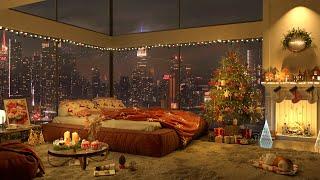 4K Winter Cozy Bedroom Ambience  A Luxury NYC Apartment  Jazz Music for Sleep Study Focus Work