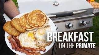 Delicious Traditional Family Breakfast on Grilla Grills Primate Griddle & Grill Combination Cooker