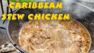 Caribbean Stew Chicken - cooked on the Kadai fire bowl