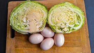 Cabbage with Eggs Tastier than Meat Simple Healthy Breakfast ideas. Cheap & Tasty recipe.