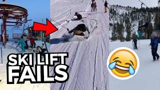 FUNNIEST Ski Lift Fails  Skiers & Snowboarders Falling Off Ski Lifts 