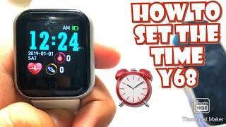 HOW TO SET THE TIME AND DATE ON Y68 SMARTWATCH  TUTORIAL  ENGLISH