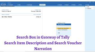 Search Box In Tally Prime TDL