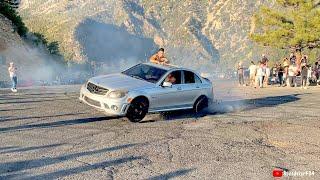 Mercedes C63 AMG CRASHED Doing Donuts At Takeover