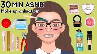 ASMR NO BGM ver. Makeup Animation Collection  Nerd Student Black Rabbit Teeth Acne TRUE BEAUTY