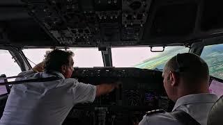 Pilot Cockpit View during Take Off In Thunderstorm at Paris airport - turbulence - Boeing 737