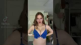 Hot Blue Bra American Girl Taking Off