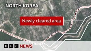 North Korea building border ‘wall’ satellite images reveal  BBC News