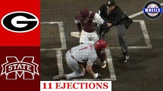 Georgia vs #23 Miss St BENCHES EMPTIED 11 EJECTIONS  2024 College Baseball Highlights