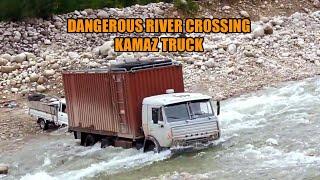 DANGEROUS RIVER CROSSING KAMAZ TRUCK RUSSIAN