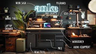 The Workbench For Your Tech Desk space with Lights USB Outlets + More DIY