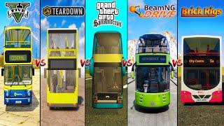 GTA 5 DOUBLE DECKER BUS VS TEARDOWN VS GTA SA VS BEAMNG DRIVE VS BRICK RIGS - WHICH IS BEST?