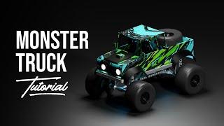 Monster Truck - Blender 2.8 Low Poly 3D Isometric Tutorial 