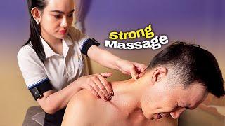 ASMR  She Excels in Strong Massage Therapy  Intensse Back Massage  Foot Reflexology