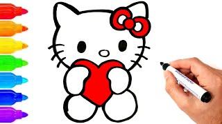 Hello Kitty Çiz Ve Boya  Kolay Resim Çizme ve Boyama  Kolay Çizimler
