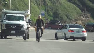 Pierce Brosnan morning bike ride along Malibu Beach