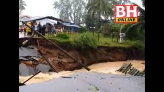 Jalan pantai Kampung Tanjung Batu Rakit Setiu runtuh akibat hujan lebat