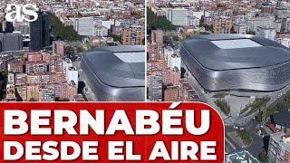 SANTIAGO BERNABÉU desde el AIRE en un HELICÓPTERO ¡ESPECTACULAR lo del REAL MADRID