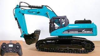 AMEWI 22501 RC EXCAVATOR V4 PETROL FULL METAL UNBOXING FIRST TEST SCALE 114 RTR DIECAST G704E