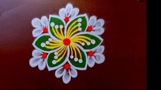 5 Attractive Beginners Rangoli designs 3*2 dots Easy daily kolam  small door step kolam design